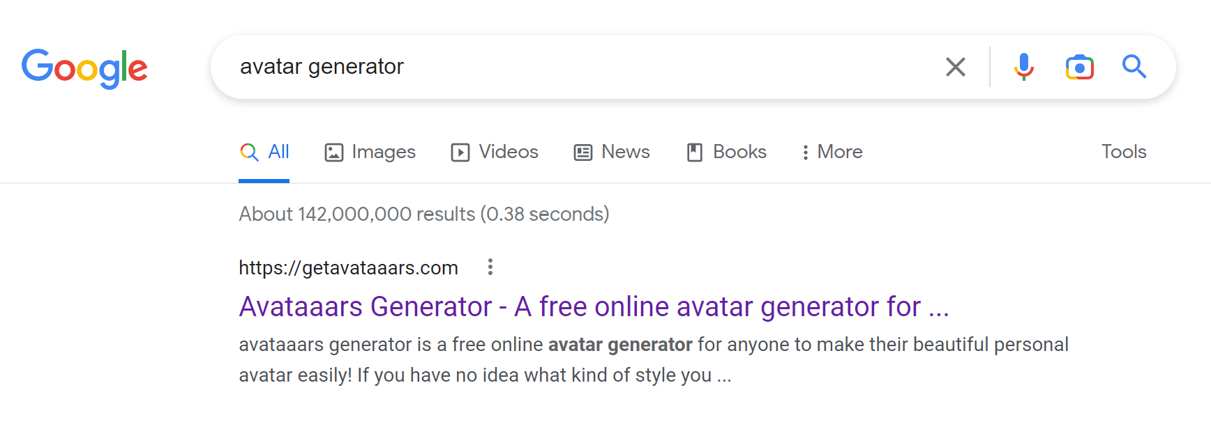 Search result of avatar generator from Google
